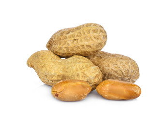 roasted peanuts isolated on white background