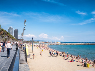 Sunny day in the Barceloneta beach