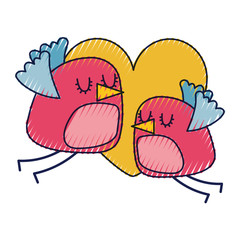 cute flying birds heart in love romance