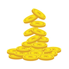 Yuan Currency Gold coin Stack. Financial growth concept with golden coin Yuan.