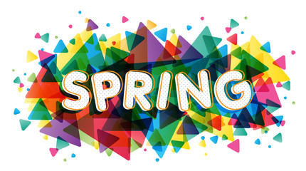 Spring word on triangle background.
