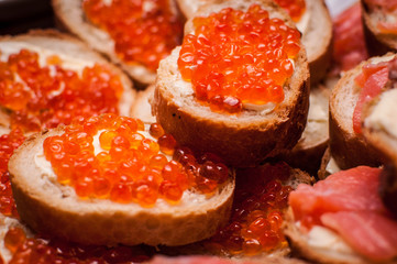 caviar, food, red, bread, sandwich, snack, salmon, fish, gourmet, appetizer, meal, seafood, white, butter, isolated, breakfast, canape, roe, luxury, closeup, close-up, healthy, lunch, delicious, prepa