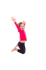 Active happy little girl jumping