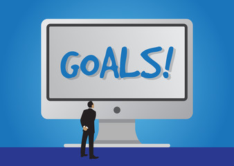 Businessman and big computer