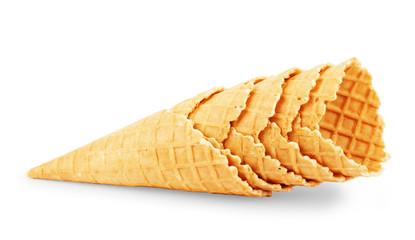Delicious ice-cream cone on white background