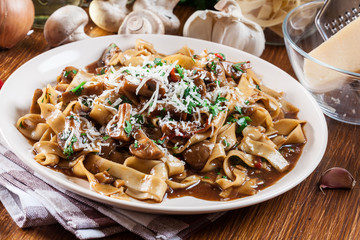 Tagliatelle pasta with champignon