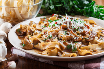 Tagliatelle pasta with champignon