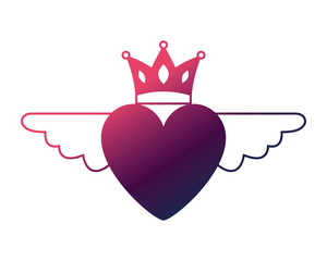 heart in love with wings crown decoration