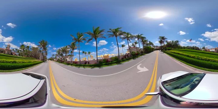 Driving past Mar a Lago Club West Palm Beach Florida 360vr footage