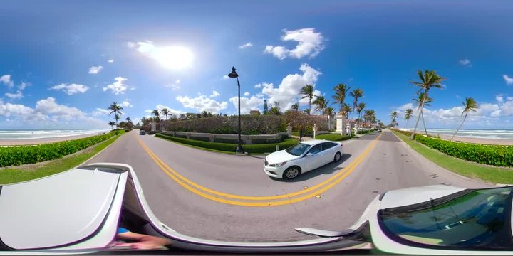 Driving plates vr360 spherical video West Palm Beach Florida USA