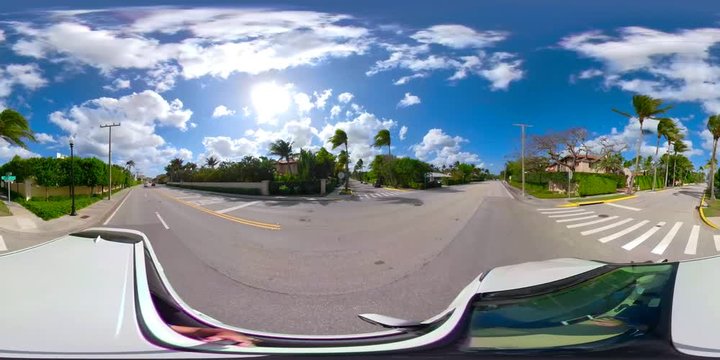 360vr footage shot from a moving car West Palm Beach Florida United States