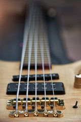 Obraz na płótnie Canvas Close up detail of guitar strings