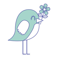 cartoon cute bird with flower in beak