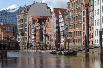Old buildings near the water in hamburg 