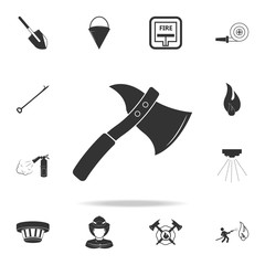 small fire ax icon. Detailed set icons of firefighter element icons. Premium quality graphic design. One of the collection icons for websites, web design, mobile app