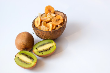 Kiwi and dried fruits in coconut