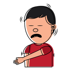 portrait man bored by a joke discharge electric