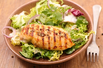 grilled chicken fillet and salad