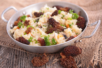 risotto with cream, cheese and mushroom