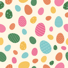 Seamless pattern with colorful eggs. Vector.