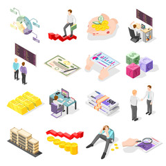 Stock Exchange Isometric Icons