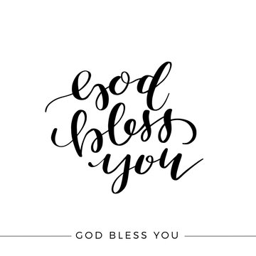 God Bless You, Vector Bible Calligraphy, Faith Hand Lettering, Modern Script Font Lettering,Vector Poster with Modern Calligraphy