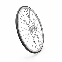 Rear bicycle wheel isolated on white background