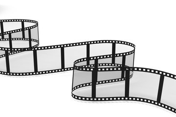 Fototapeta na wymiar gray Film strip on white background 3d illustration