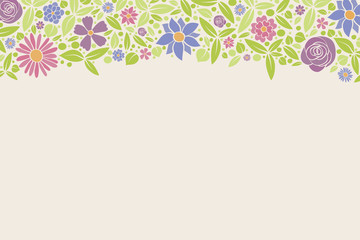 Layout of a floral poster in retro style. Background with copyspace. Vector.