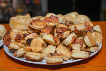 Preparing puff pastry rolls 