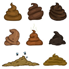 Vector Set of Cartoon Color Poop