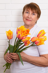 Adult woman with a bouquet