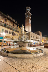 Piazza delle Erbe at Night - Verona Italy