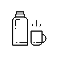 Thermos Bottle Line Icon. Vacuum Flask. Hot Water.