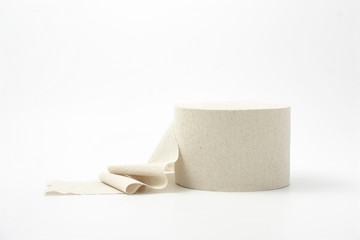 roll of toilet paper on white background.