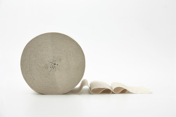 roll of toilet paper on white background.