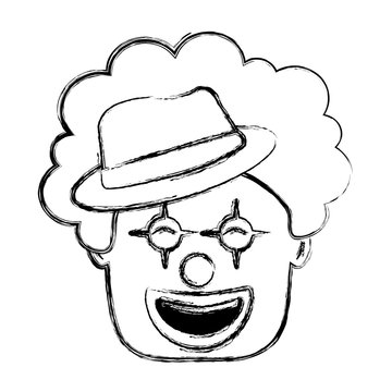 smiling clown face with hat and hair funny
