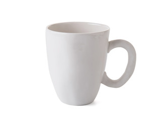 modern ceramic cup (beautiful shape) on white background