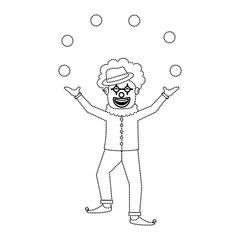 happy smiling clown juggling balls show character