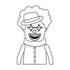 portrait happy clown with makeup and hat