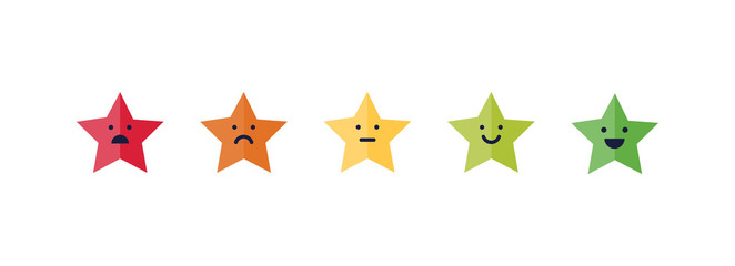 Five stars customer product rating review colorful flat icon scale for apps and websites