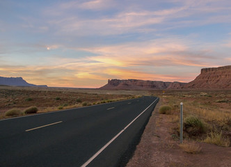 Early morning desert highway in Northern Arizona.