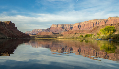 Colorado river rafters early morning near Lees Ferry, AZ.