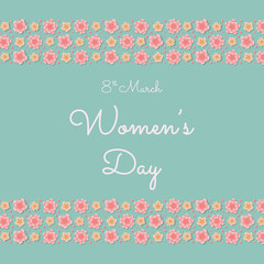 Women's Day - postcard with flowers and wishes. Vector.