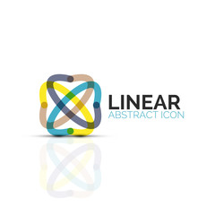 Abstract flower or star minimalistic linear icon, thin line geometric flat symbol for business icon design, abstract button or emblem