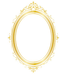 Oval frame and border Golden frame on white background, Thai pattern, vector illustration - 195171914