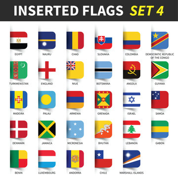 All flags of the world set 4 . Inserted and floating sticky note design . ( 4/8 )