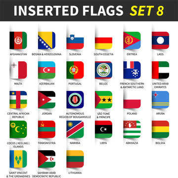 All flags of the world set 8 . Inserted and floating sticky note design . ( 8/8 )
