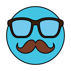 hipster emoticon mustache and glasses vintage