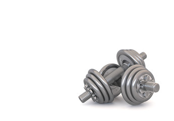 Two dumbbells isolated on white background with shadow - 3d Illustration